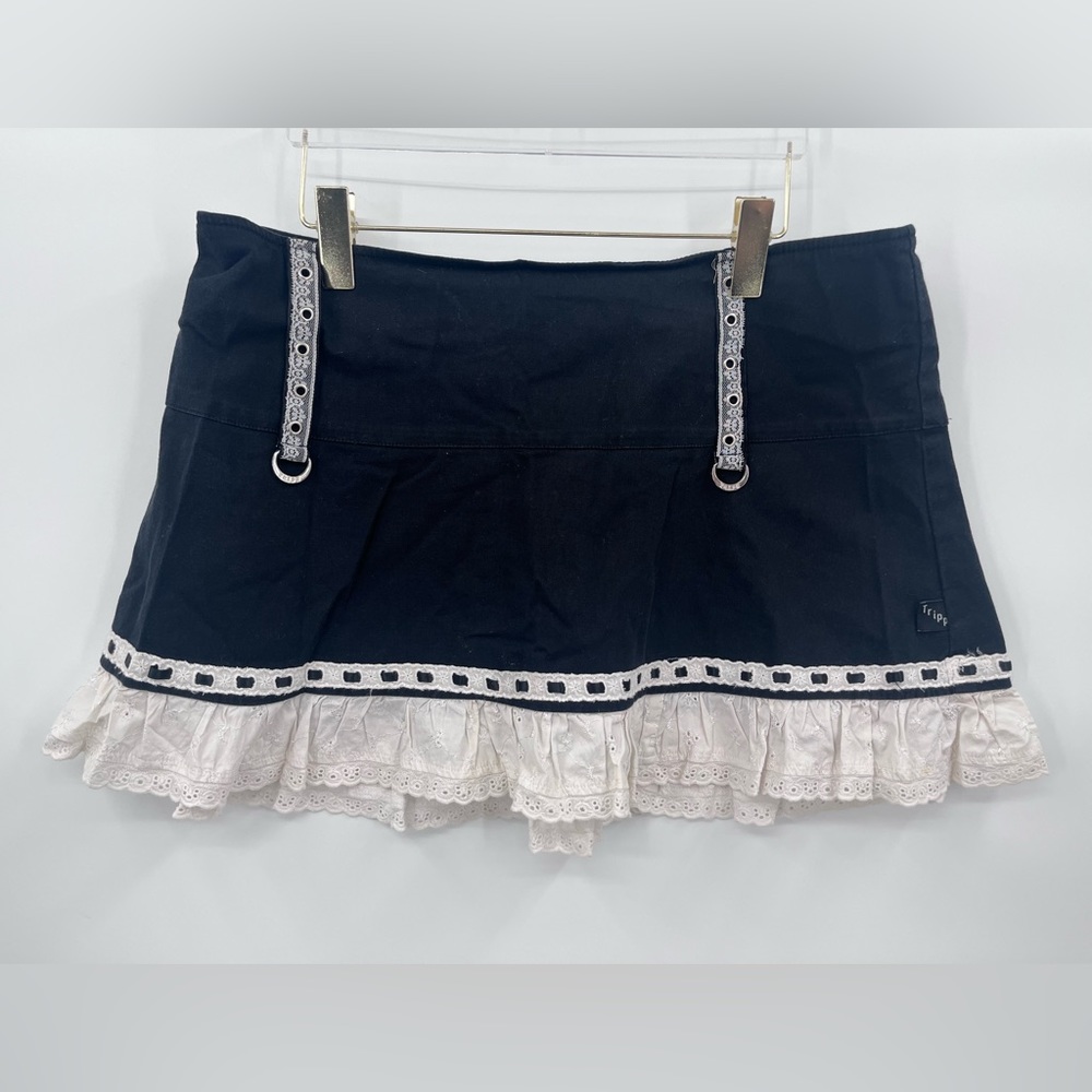 Tripp NYC MIni Skirt Black & White‎ Size XXL Corset Eyelet Maid Lace Charm